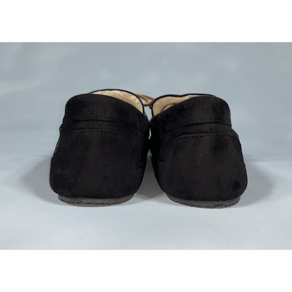 Men\'s 13 - Polo Ralph Lauren Black Faux Suede Slippers Sherpa Lining SMF1207ARL